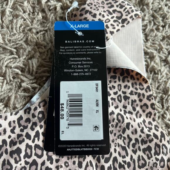 NWT! Bali Brown Leopard Print Wirefree 360° Stretch Bra Size X-Large - Picture 3 of 5